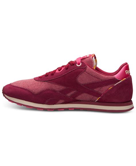 Reebok Women S Classic Nylon Slim Jacquard Casual Sneakers From Finish Line In Pink Lyst