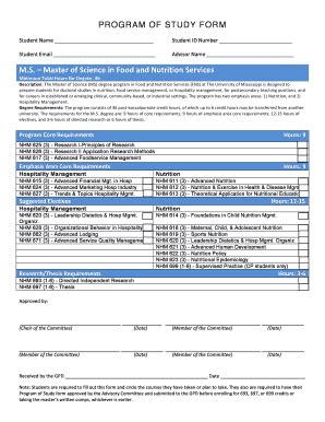 Fillable Online Nhm Sas Olemiss M S Master Of Science In Food And