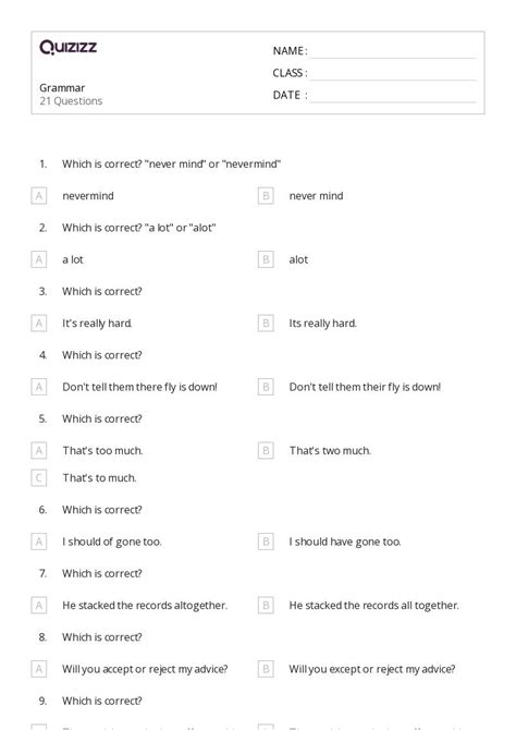 50 Grammar Worksheets For 6th Year On Quizizz Free And Printable