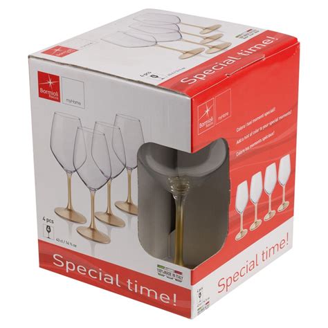 Set Of Or Bormioli Rocco Coloured Stem Wine Glass Dinner Gift Box