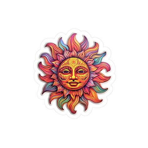 Psychedelic Sun Sticker Decal Etsy