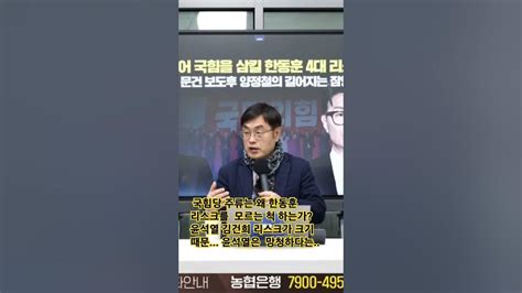 한동훈 리스크 윤석열 리스크 김건희 리스크 한동훈 국힘 비대위원장 뉴탐사 영상인용 Youtube