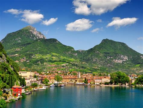 The City of Riva Del Garda, Lago Di Garda Stock Image - Image of mirror ...