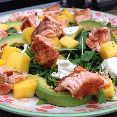 Rocket Salad With Mango Avocado Goats Cheese And Grilled Salmon💕