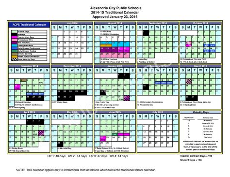 2014 - 2015 Traditional School Calendar | George Washington 2 Middle School – Alexandria, VA