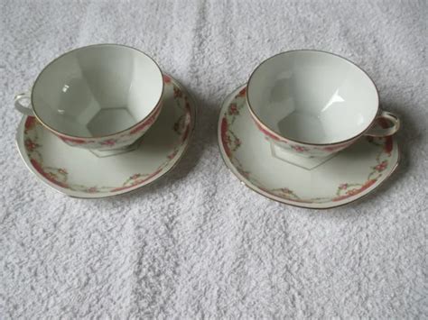 Duo Tasses Caf Sous Tasse En Porcelaine Fine Czechoslovakia