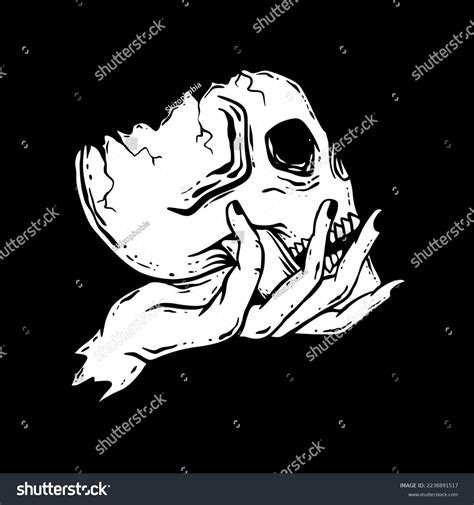 Skull Hand Art Illustration Hand Drawn Stock Vector (Royalty Free) 2238891517 | Shutterstock