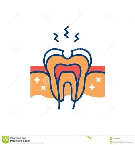 Icono De La Carie Dental Agujero Del Diente Esmalte De Diente Dañado Dolor De Muelas