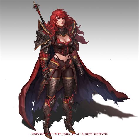 Artstation Red Knight Hanyong Kim Fantasy Female Warrior Fantasy Armor Fantasy Women