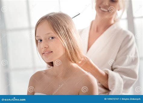 Portrait of a Delighted Nice Girl Stock Image - Image of care, hair ...