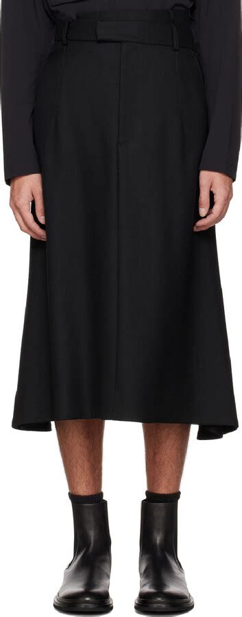 Rito Structure Black Side Tucked Midi Skirt Shopstyle