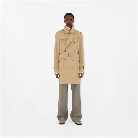 Mid Length Kensington Heritage Trench Coat In Honey Men Cotton Gabardine Burberry® Official