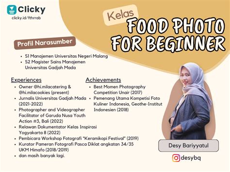 Disc Kelas Food Photography For Beginner Clicky