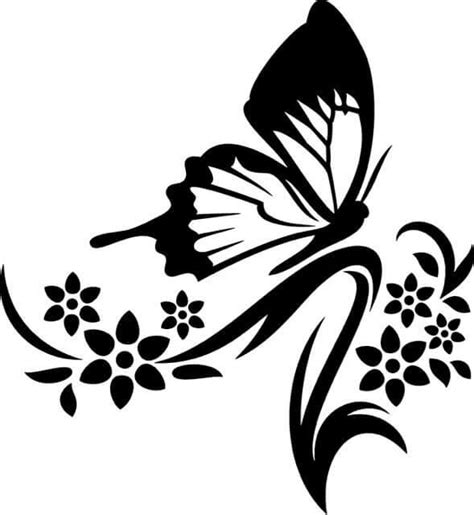 Butterfly Flower Clipart Black And White