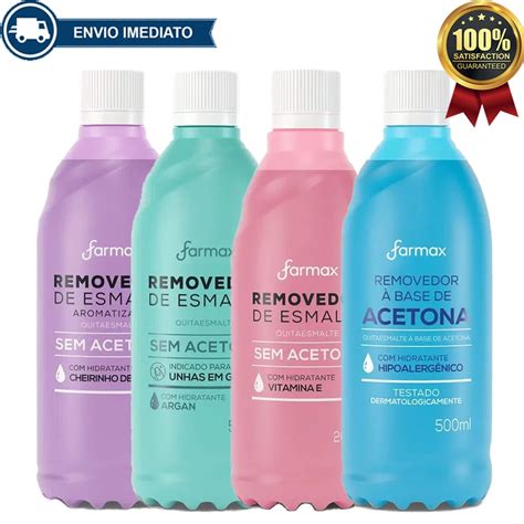 Removedor De Esmalte Sem Acetona Farmax 500ml Vit E Uva E Argan Para