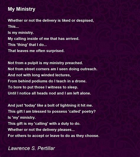 My Ministry By Lawrence S Pertillar My Ministry Poem