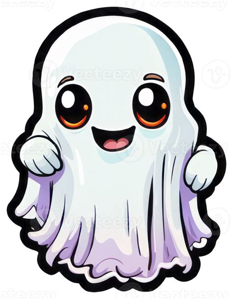 Cute Halloween Ghost Sticker Design Png