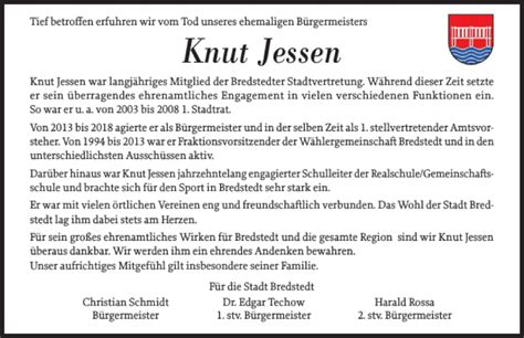 Traueranzeigen Von Knut Jessen Sh Z Trauer