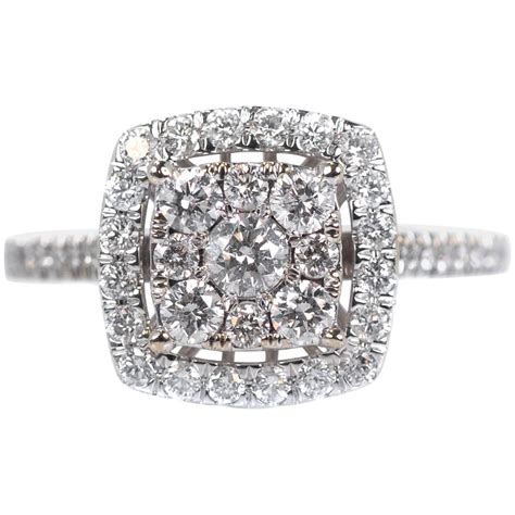 Cluster Diamond Halo White Gold Engagement Ring For Sale At 1stdibs Halo Cluster Engagement