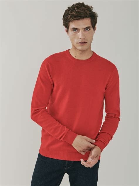 Canyon Mens Cashmere Crew Neck Sweater In Red Mrquintessential