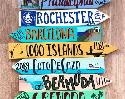 12 Custom Directional Mileage Signs Destination Sign Travel Marker