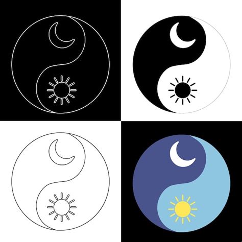 El símbolo de yin yang establece el sol y la luna con la estrella