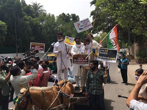 Congress Activists Protested Against Fuel Price Hike Aicc President