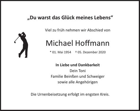 Traueranzeigen Von Michael Hoffmann HamburgerTRAUER De