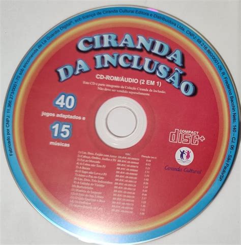 Ciranda da Inclusão Cd rom áudio 2 em 1 Item de Música Ciranda