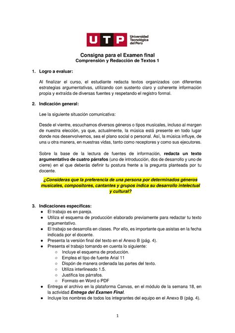 Examen Final Crt Espero Te Ayude Consigna Para El Examen Final