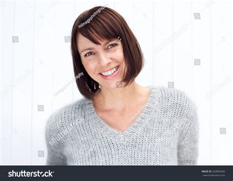 Close Portrait Attractive Older Woman Smiling Stock Photo Edit Now