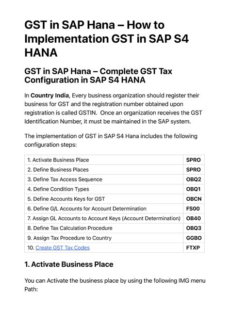 GST In SAP HANA How To Implementation GST In SAP S4HANA GST In SAP