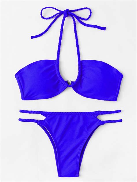 Braided Strap Bikini Set Shein Sheinside