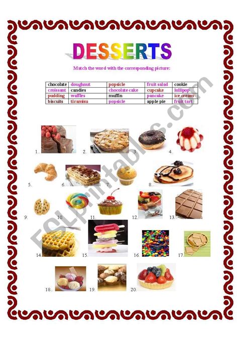 Desserts - ESL worksheet by Madalina2009