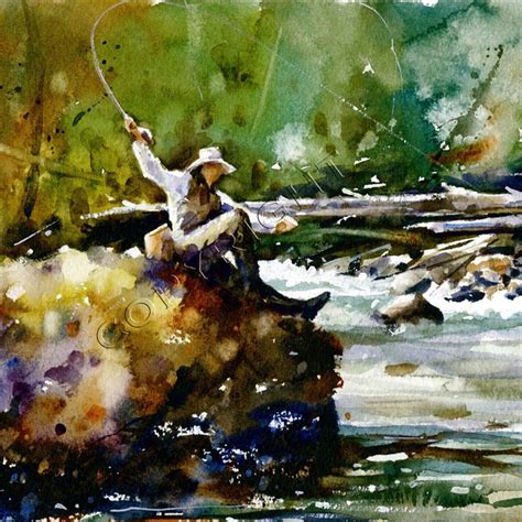 Trout Fishing Watercolor Print From Original Painting By Dean Etsy