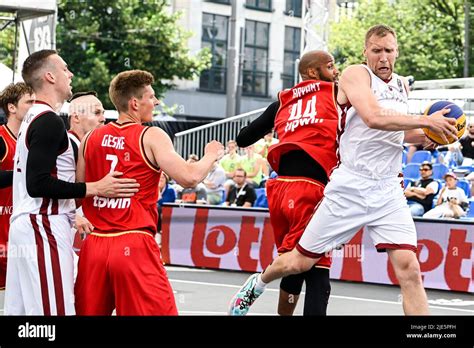 German Kevin Bryant And Latvias Arturs Strelnieks Fight For The Ball