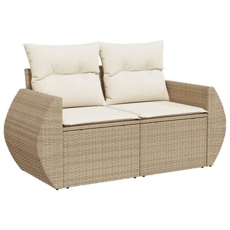 Atyhao Salon de jardin avec coussins 5 pcs beige résine tressée