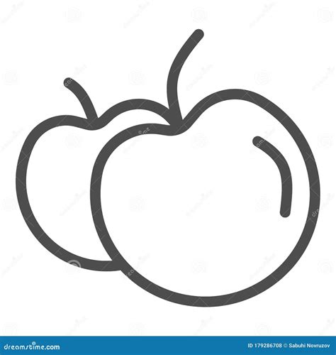 Apples Line Icon Two Apples Symbol Illustration Isolated On White