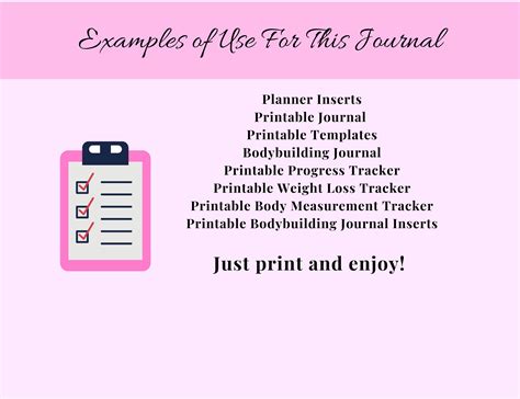 Printable Body Measurement & Progress Tracker Journal, 4-sizes, Digital Prints Instant Download ...