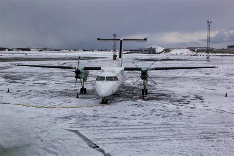 Frozen Plane at Svolvaer Airport. Lofoten Norway. Stock Photo - Image ...