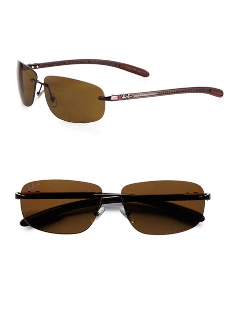 Ray-Ban Tech Rimless Metal Sunglasses in Brown for Men | Lyst