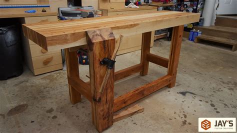 Hickory Workbench Leg Vise And Dog Holes Jays Custom Creations