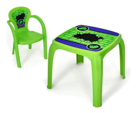 Mesa Mesinha Infantil 1 Cadeira Verde Hulk Mercado Livre