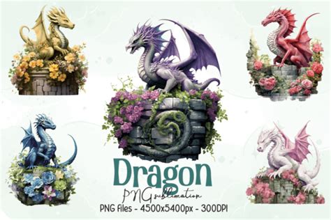 Dragon With Flowers PNG Sublimation Graphic By Artistry Alley