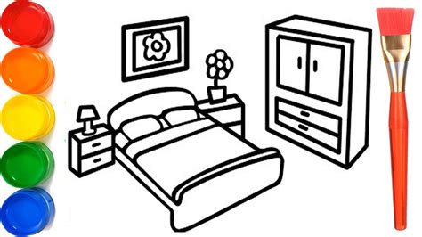 How To Draw A Bedroom With Easy Way Youtube