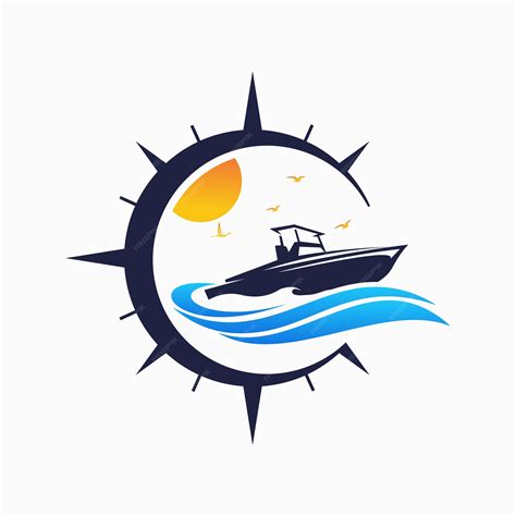 Premium Vector Speed Boat With Compass Logo