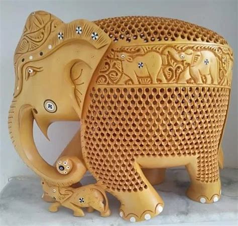 Brown Shrinath Art Gallery Wooden Elephant Statue For Home Decor 1