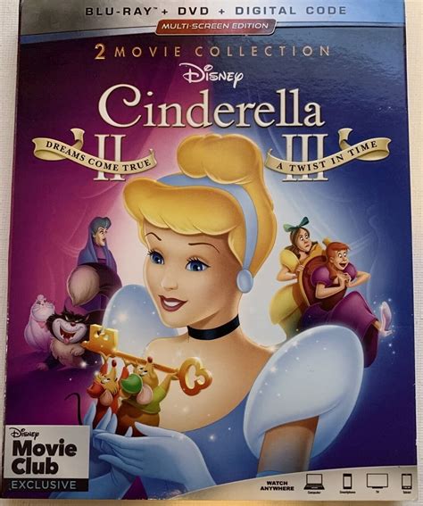 CINDERELLA II & III Disney Blu-ray + DVD +Digital Code + Slipcover NEW ...