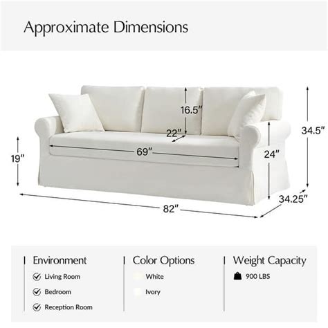 hulala home enrico  farmhouse slipcovered sofa  rolled armrest