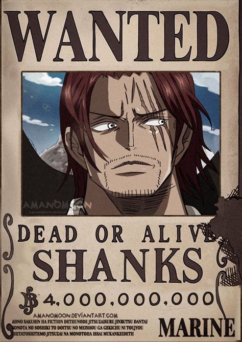 Shanks Wanted One Piece Bounties One Piece Chapter One Piece Comic